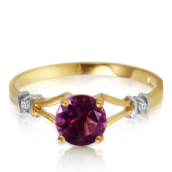 GOLD RING WITH NATURAL DIAMONDS & AMETHYST